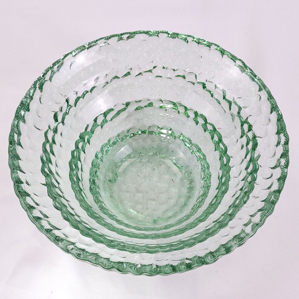 Heavy Aqua Glass Funnel Styled Bubble Glass Small Bowl